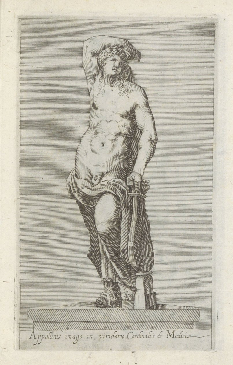 Skulptur af Apollo Billede af Apollonius i kardinal de Medicis grønne have (titel på objektet) Antikke skulpturer i Rom (serietitel) Ikoner af de gamle statuer af byen Rom, som ses på offentlige steder (serietitel) af Anonymous
