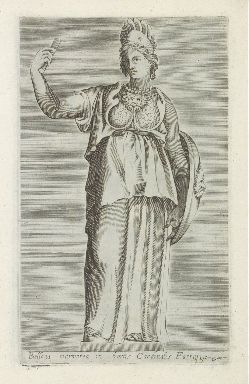 Skulptur af Bellona Bellona-marmor i kardinal Farrarias haver (titel på objektet) Antikke skulpturer i Rom (serietitel) Ikoner af de gamle statuer af byen Rom, som ses på offentlige steder (serietitel) af Anonymous