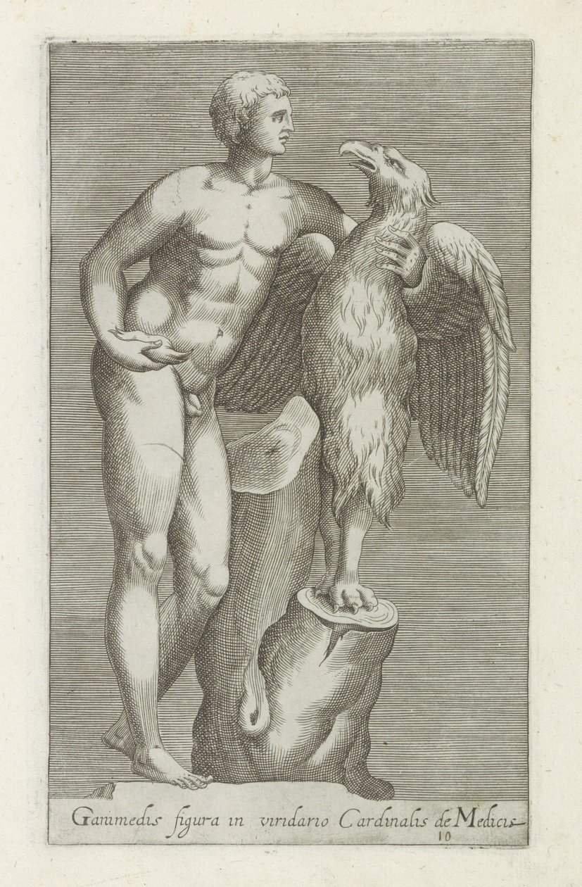 Skulptur af Jupiter som adelaar mødte Ganymedes Figur af Ganymedes i kardinal de
