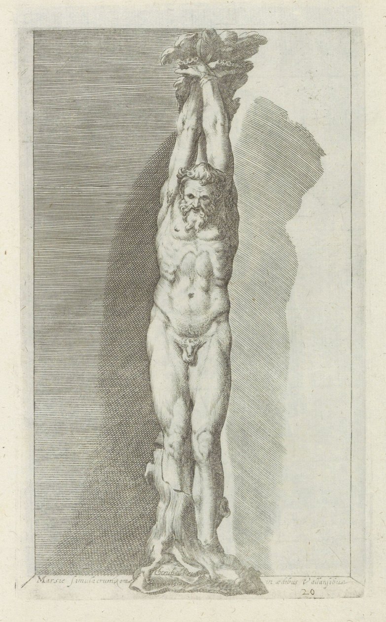 Skulptur af Marsyas Statue af Mars i Rom (...) (titel på objekt) Antikke skulpturer i Rom (serietitel) Ikoner af de gamle statuer af byen Rom, som ses på offentlige steder (serietitel) af Anonymous