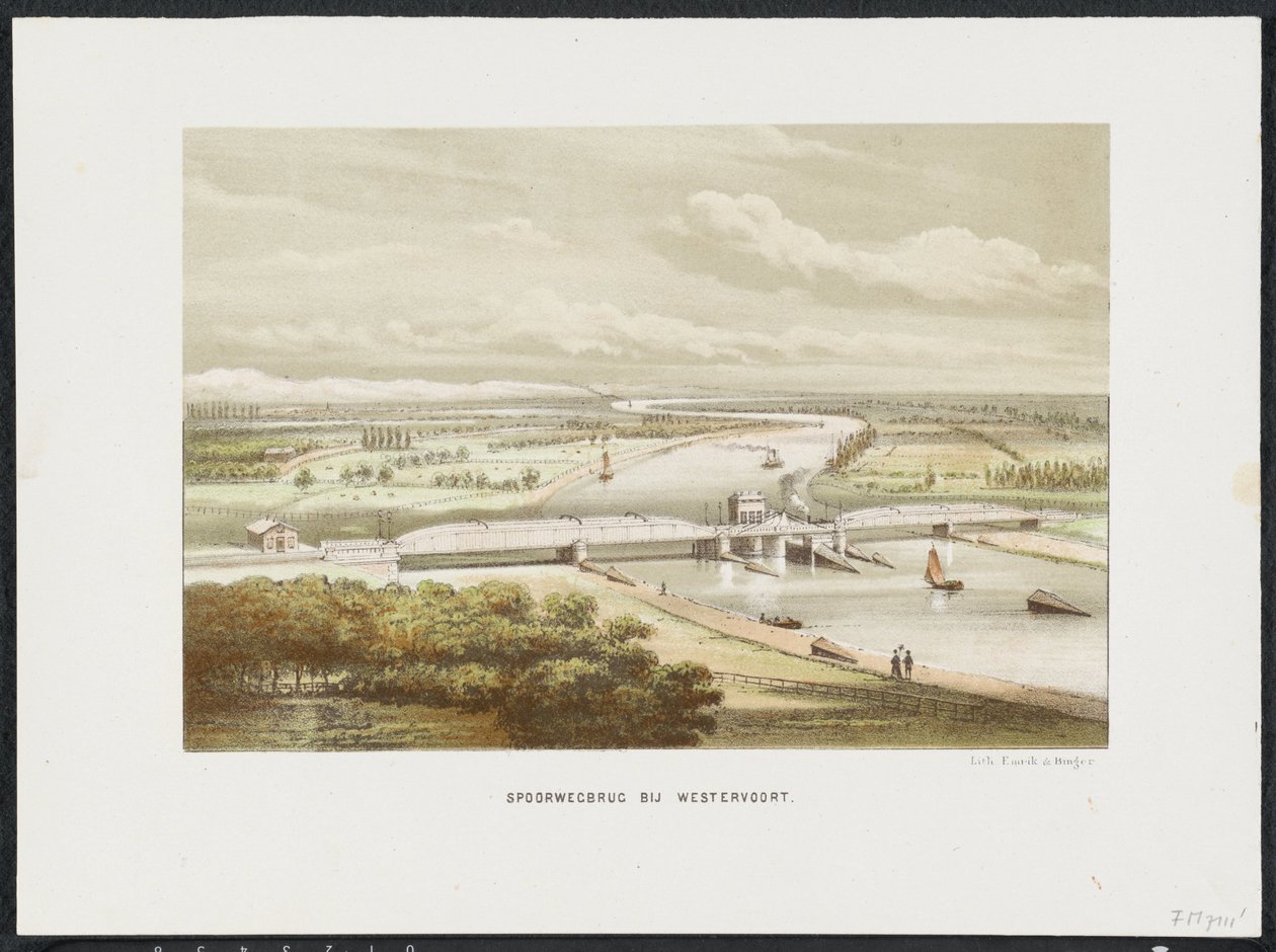 Jernbanebro ved Westervoort, 1846 Jernbanebro ved Westervoort (titel på objekt) Hovedjernbanebroerne i Holland (serietitel) af Anonymous
