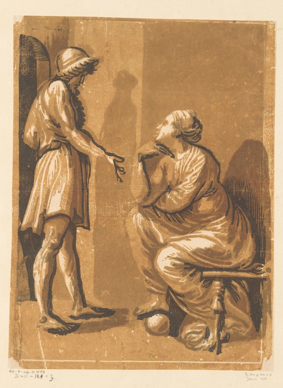 Stående mand og siddende kvinde Kunstner Raphael og hans elskerinde af Anonymous