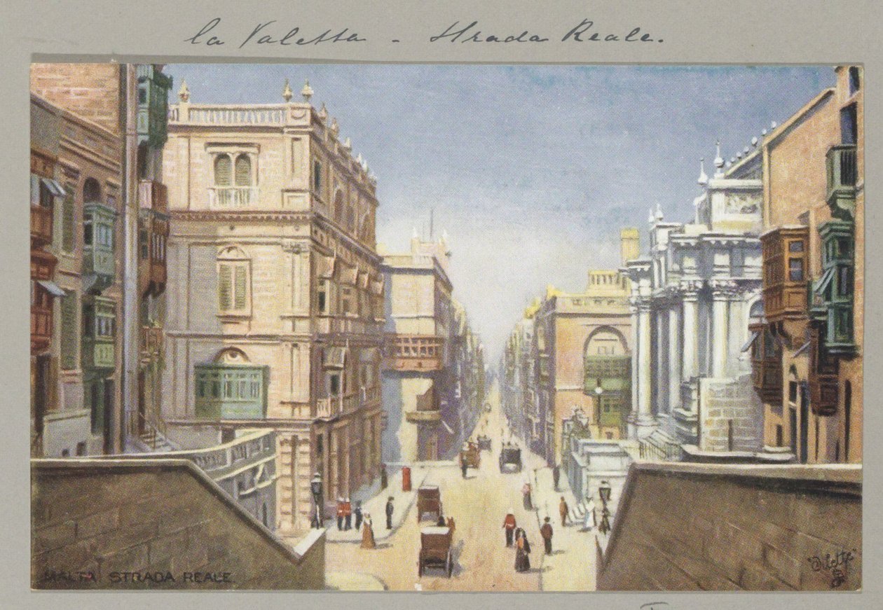 Kongeruten i Valletta Malta, Strada Reale (titel på objekt) af Anonymous