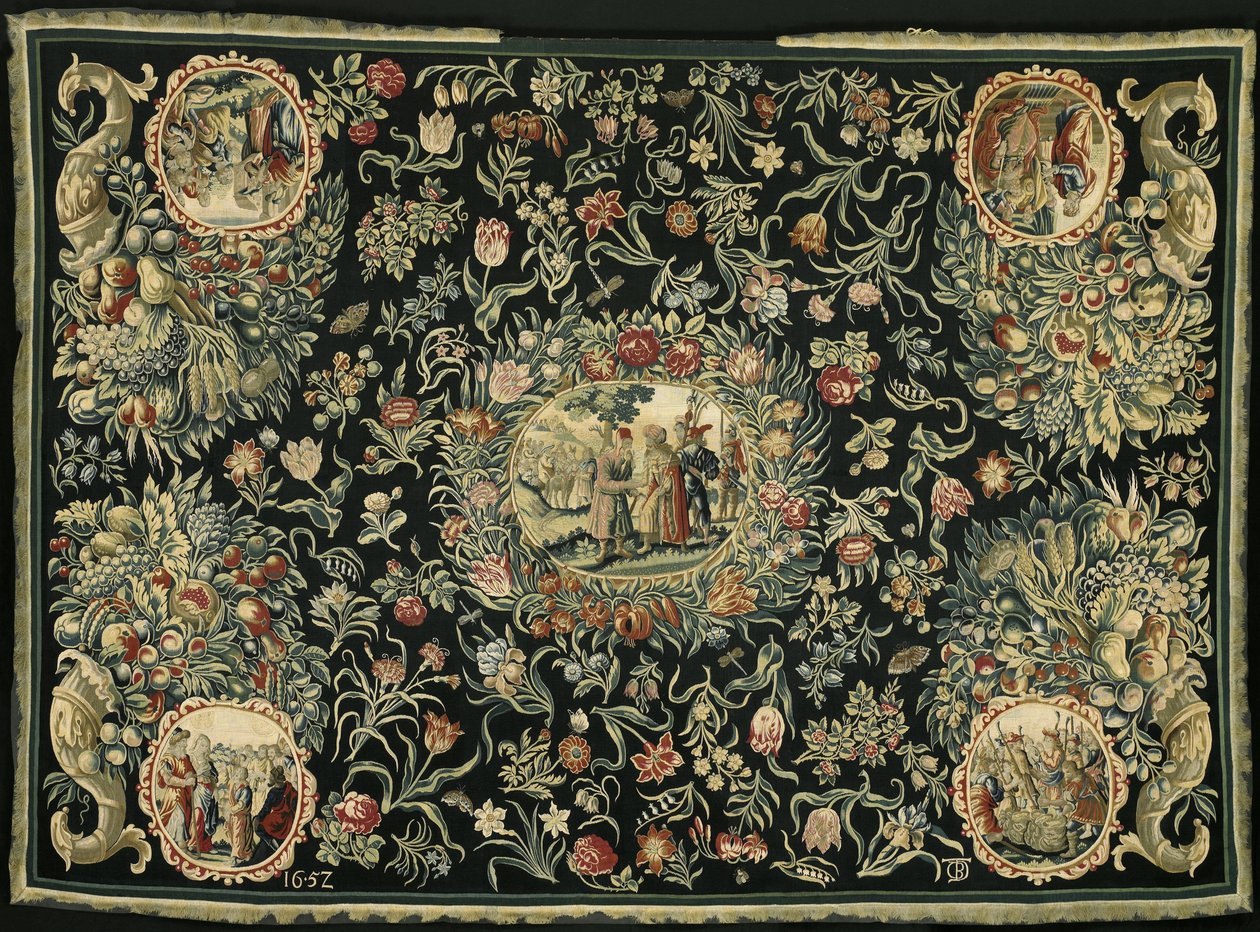 Dug med Josephs historie og et blomstermønster af Anonymous