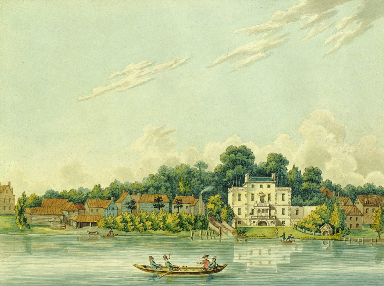 Themsen ved Twickenham, der viser Alexander Popes hus af Anonymous