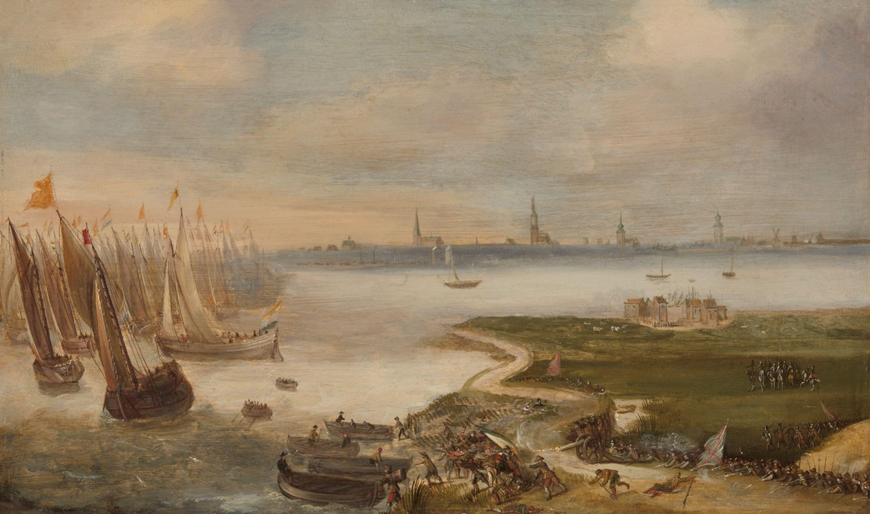 Det hollandske nederlag ved Blokkersdijk, nær Antwerpen, 1605 af Anonymous