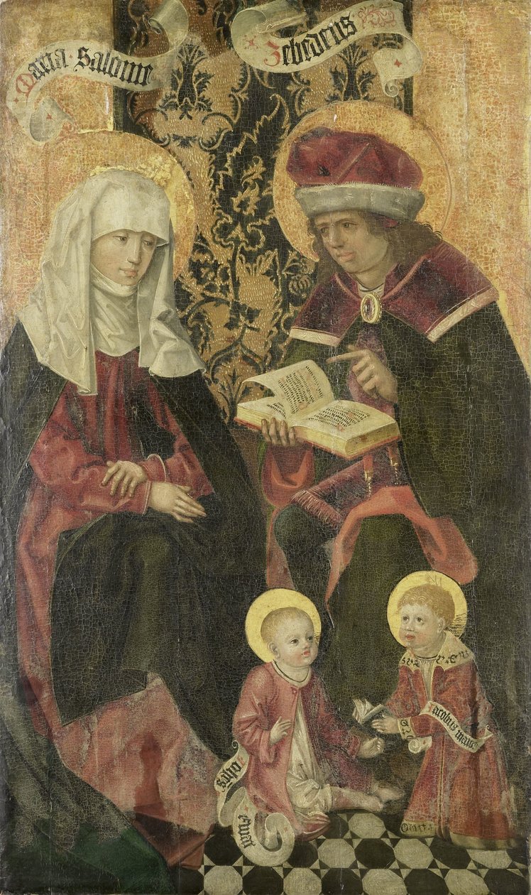 Zebedæus-familien / englen Gabriel fra en bebudelse (rester på verso) af Anonymous