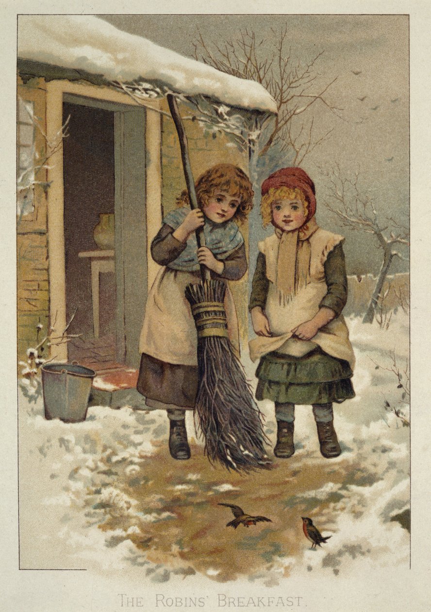 The Robins Breakfast, victoriansk illustration af Anonymous