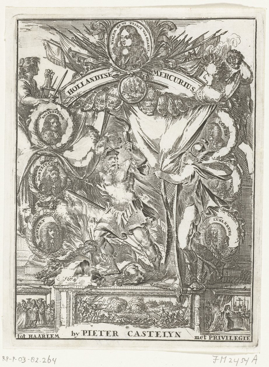 Titelside på det hollandske Merkur af året 1673 (titel på objekt) af Anonymous