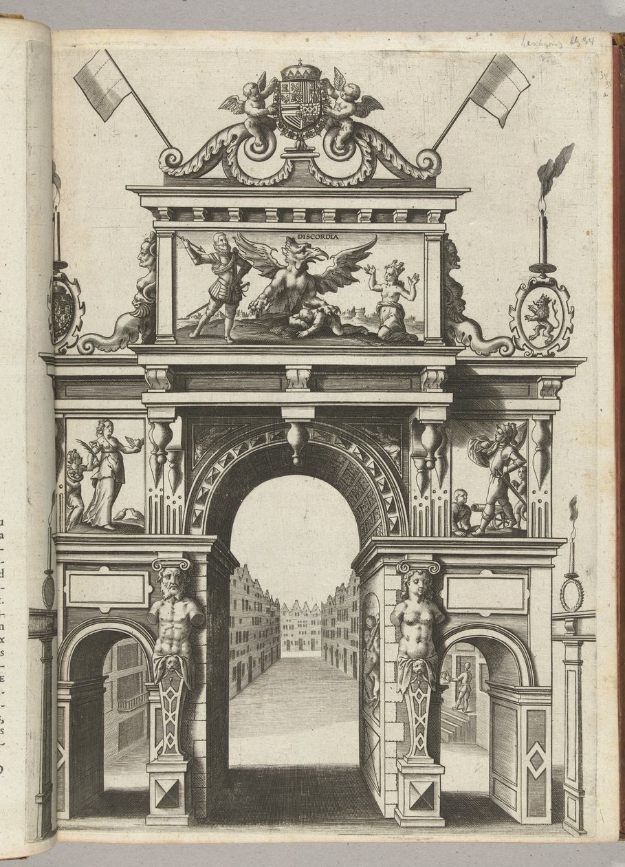 Triumfport med Ernst, der reddede Belgica fra Discordia, 1594 af Anonymous