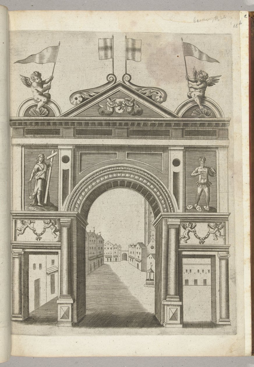 Triumfport med allegoriske figurer og Putti med kæden af ​​det gyldne skind, 1594 af Anonymous