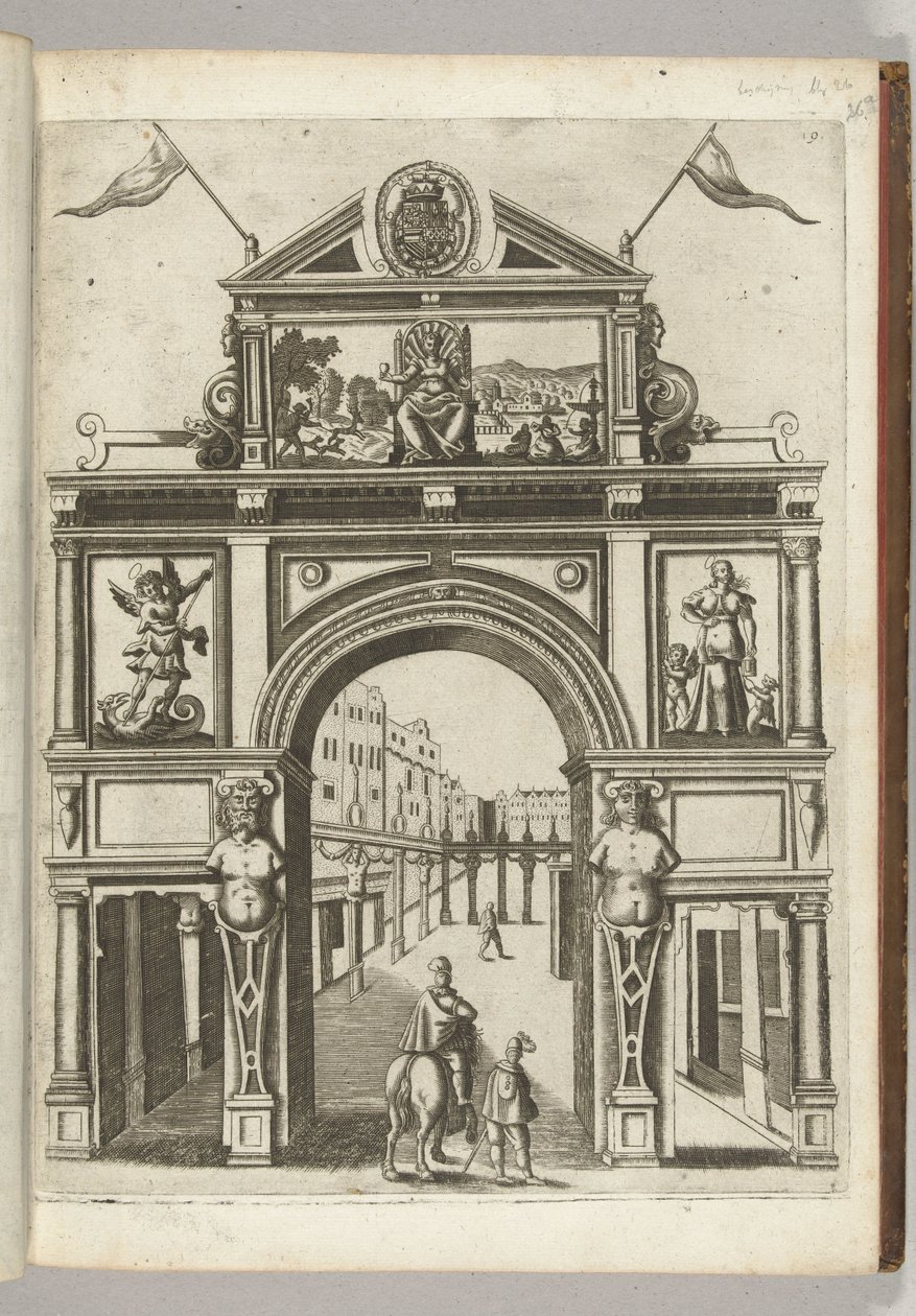 Triumfport med byens pige, 1594 af Anonymous