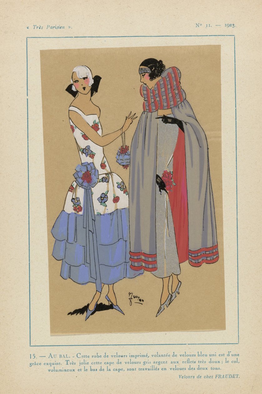Meget parisisk, 1923, nr. 11: 15. - AU BAL. - Denne fløjlskjole... af Anonymous