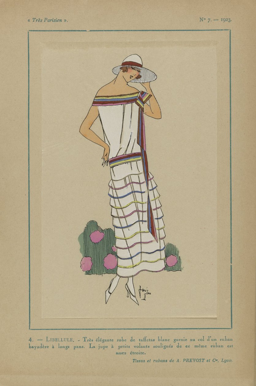 Meget parisisk, 1923, nr. 7: 4.- DRAGONFLY. - Meget elegant taft kjole... af Anonymous