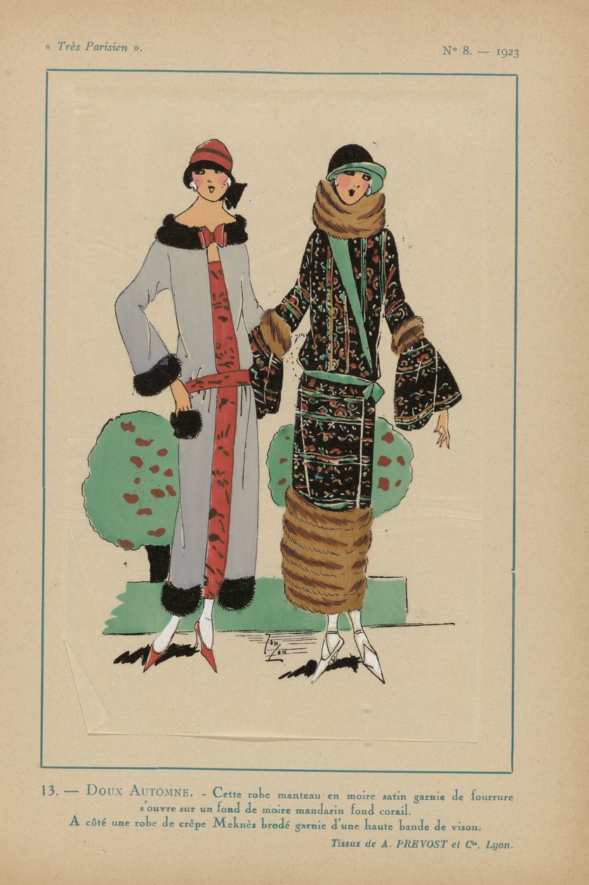 Meget parisisk, 1923, nr. 8: 13.- SØDE EFTERÅR. - Denne frakkekjole... af Anonymous