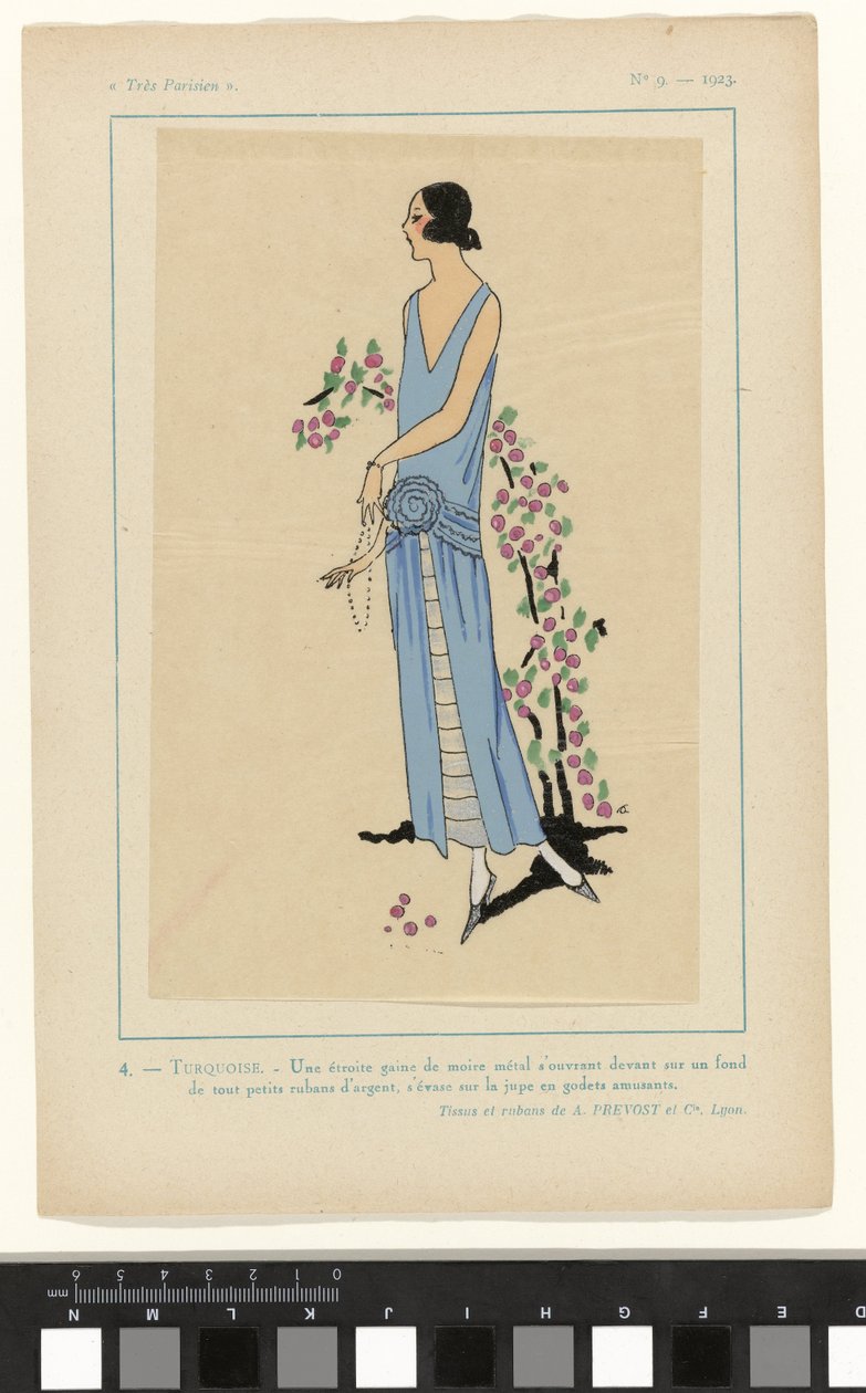 Meget parisisk, 1923, nr. 9: 4. - TURKIS. - Et smalt hylster af moiré... af Anonymous