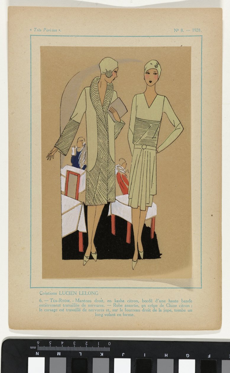 Meget parisisk, 1928, nr. 8: Creations LUCIEN LELONG / 6. - TE-ROOM... af Anonymous