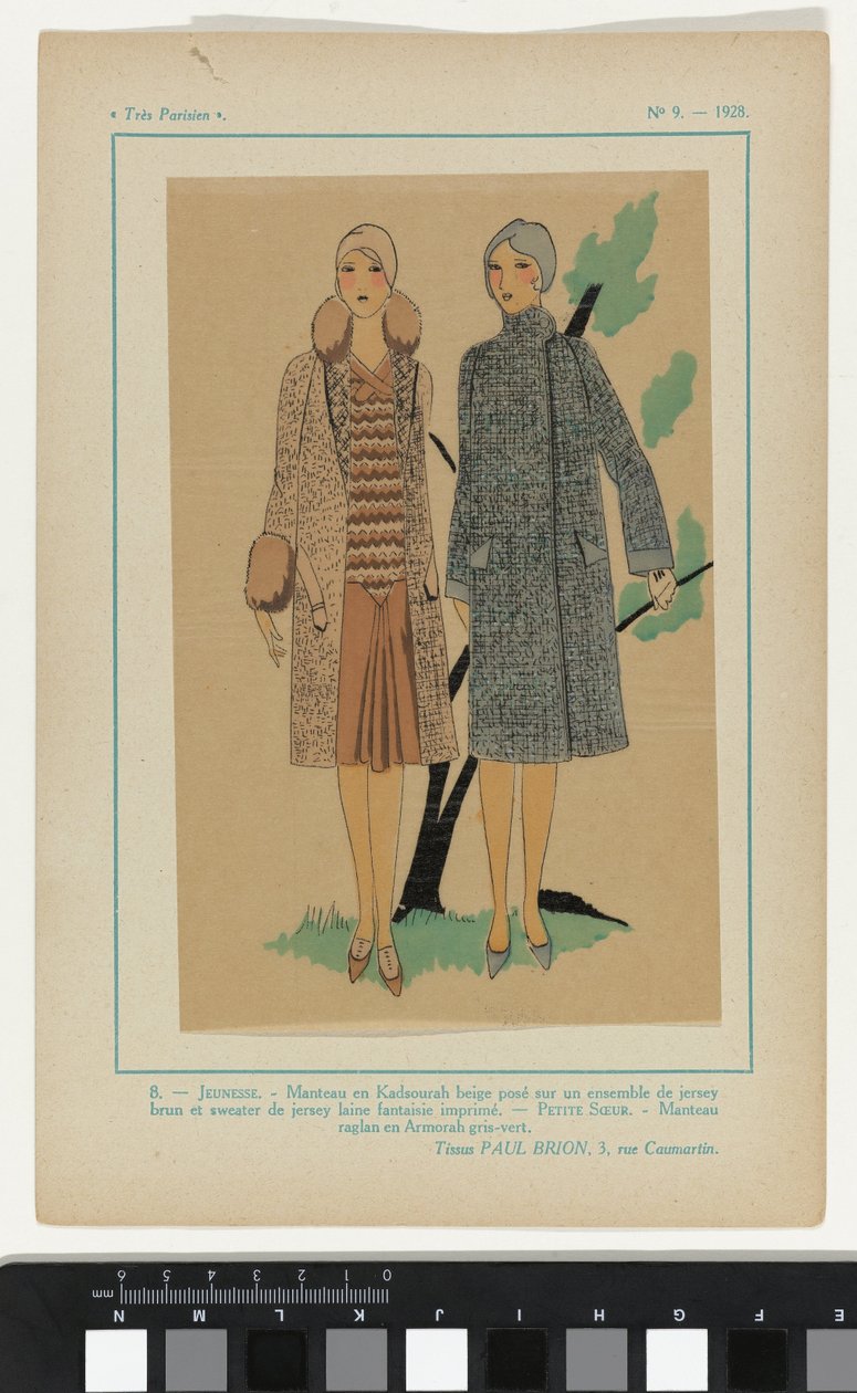 Meget parisisk, 1928, nr. 9: 8.- UNGDOM. Kadsourah frakke... af Anonymous