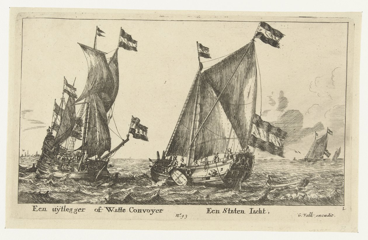 To skibe: en statsyacht og en tolk An Explainer eller Watte Convoyer A States Yacht (titel på objekt) af Anonymous