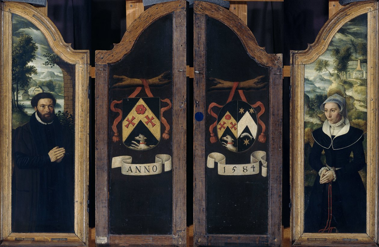 To vinger af en triptykon med portrætterne af Julien de Brouckere og hans kone Elisabeth Canneel af Anonymous
