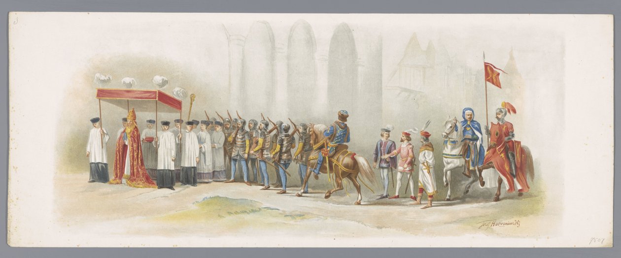 Utrecht Masquerade af 1876 (tredje plade) XLVIII. Lustrum fra Utrecht High School. Hertug Karl den Drives indtog i Zutfen, IV Augustus MCCCCLXXIII. Udklædt procession af Heeren Studenten, afholdt i Utrecht den 27. juni 1876 (serietitel af Anonymous