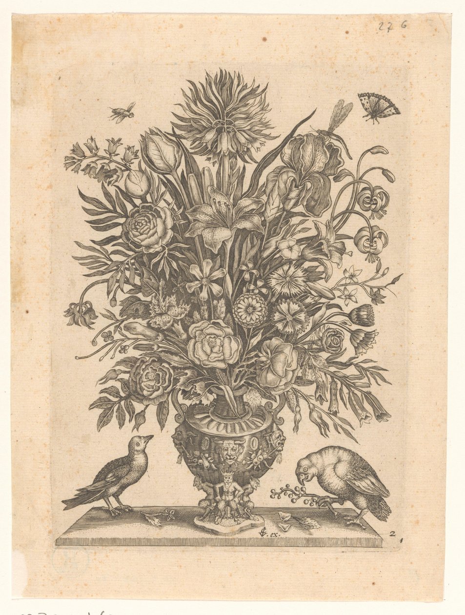 Vase med blomster og to fugle Vaser med blomster (serietitel) af Anonymous