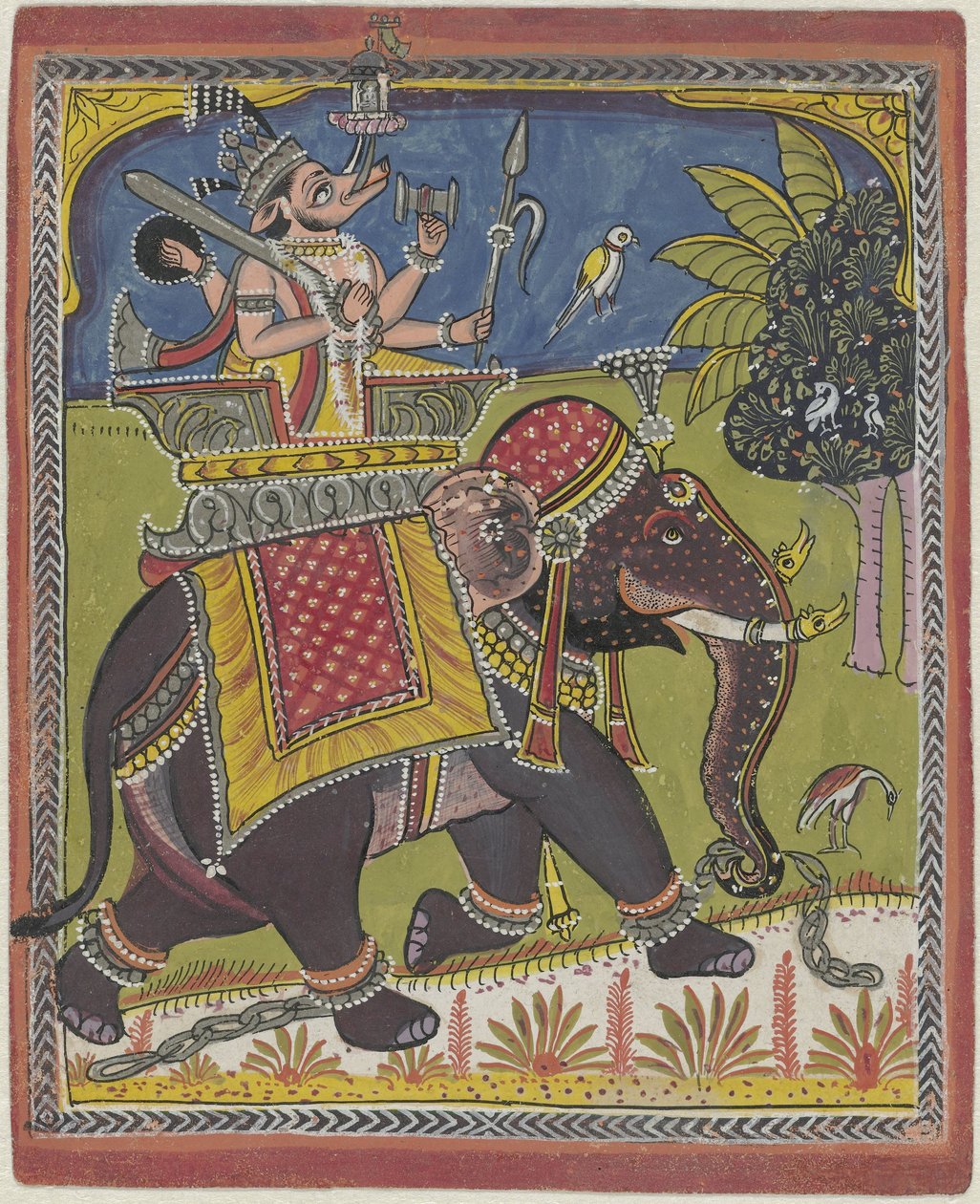 Varaha (Vishnu som orne) rider på en elefant af Anonymous