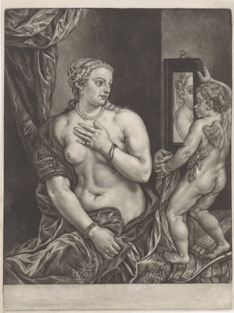 Venus og Amor med et spejl af Anonymous
