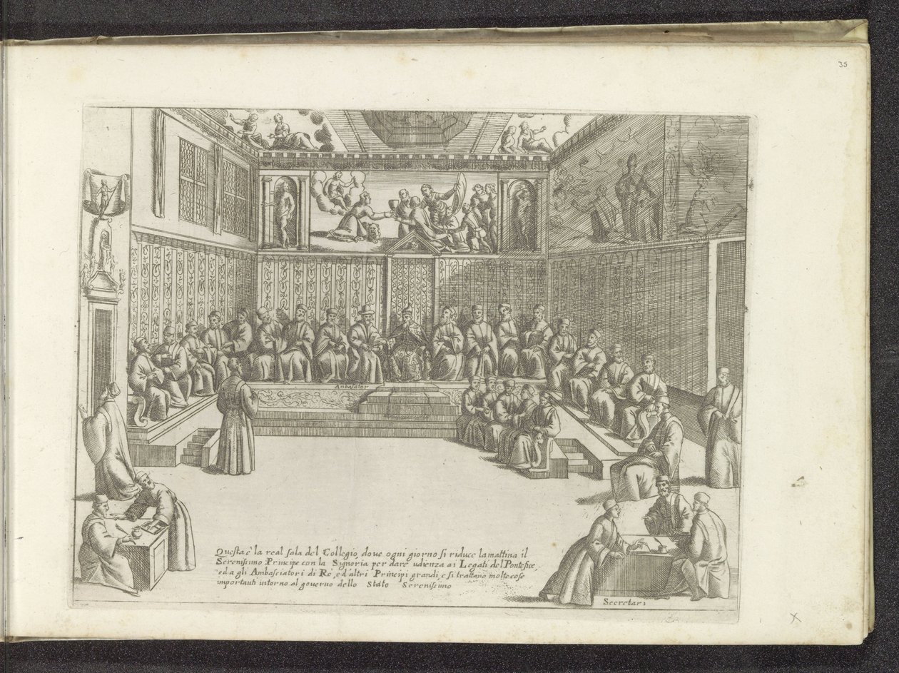 Vergadering i de Sala del Collegio Scènes uit het Venetiaanse leven (serietitel) Habiti d