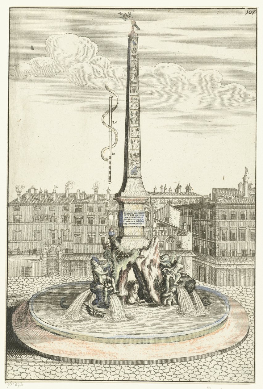 Vier Stromen Fontein Innocentivs ti mvs p.m. Pamphilis fødested (...) (titel på objekt) Nysgerrig ny arkitektur (serietitel) af Anonymous