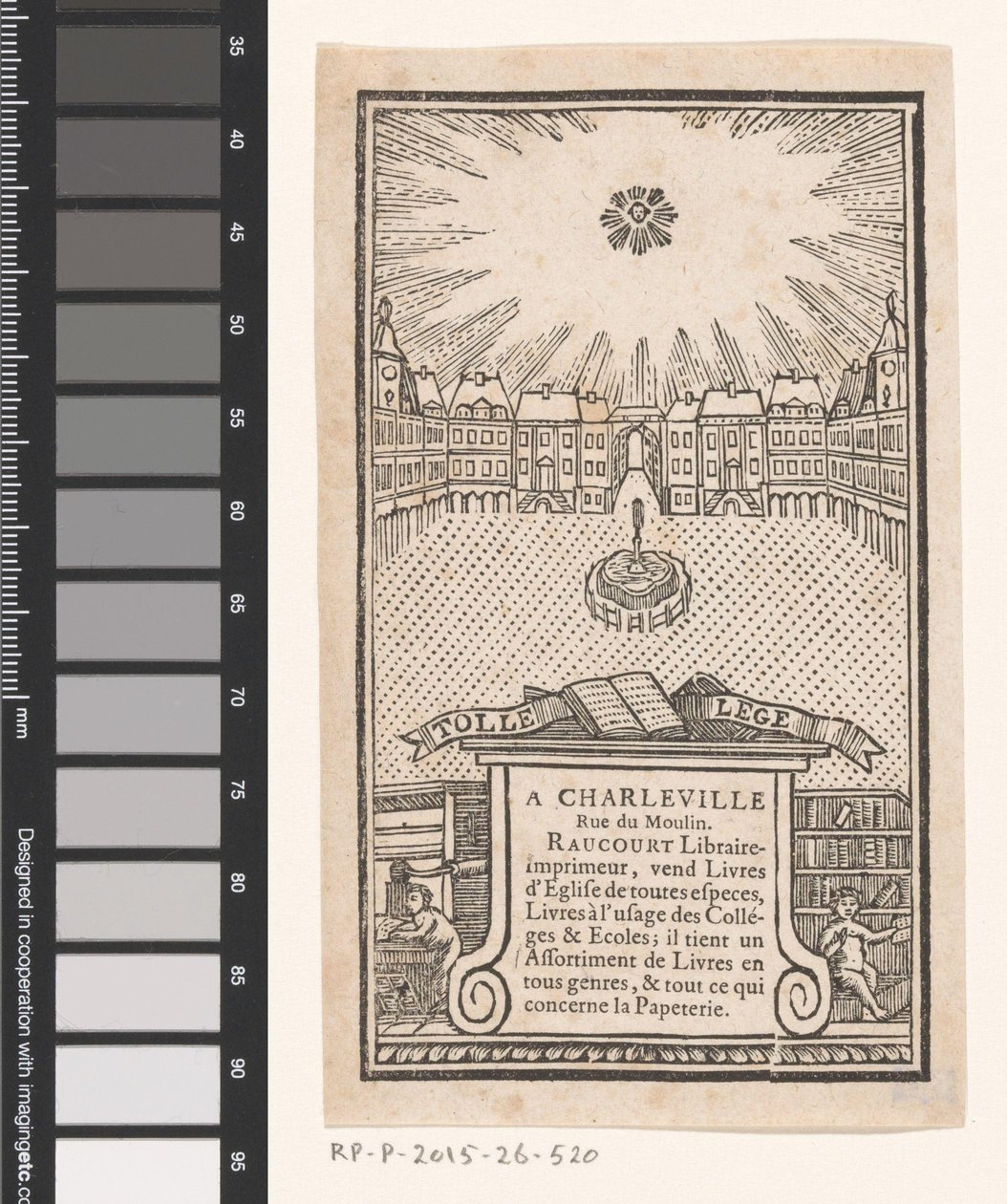 Visitkort fra Jean-Baptiste-François Raucourt, boghandler og bogtrykker i Charleville af Anonymous