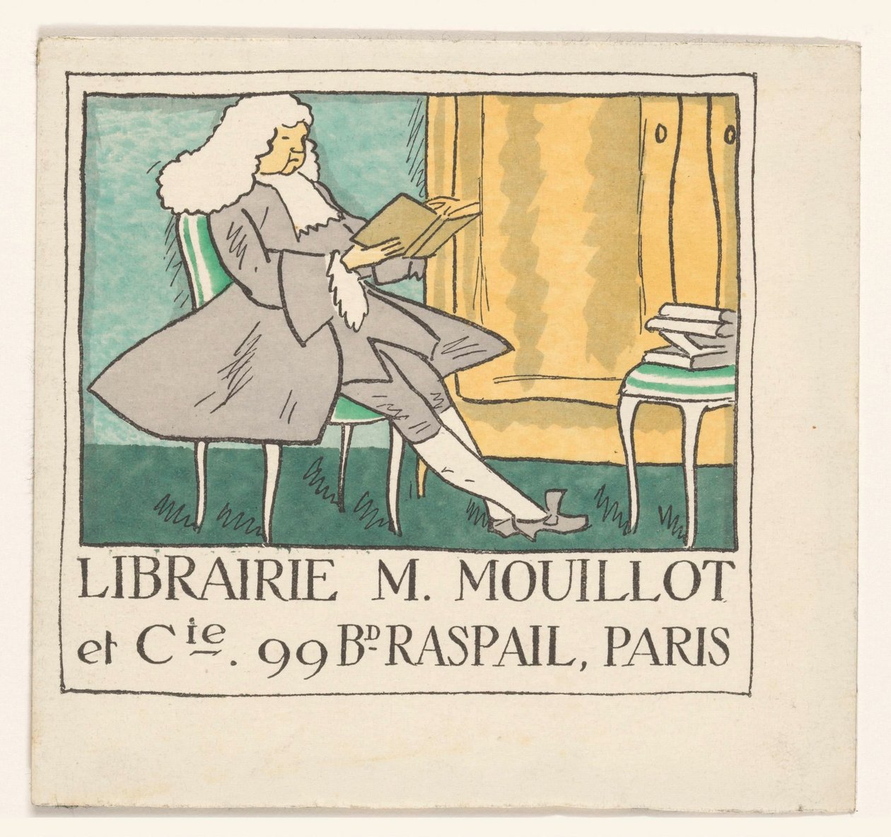 Visitkort fra boghandler M. Mouillot et cie i Paris af Anonymous