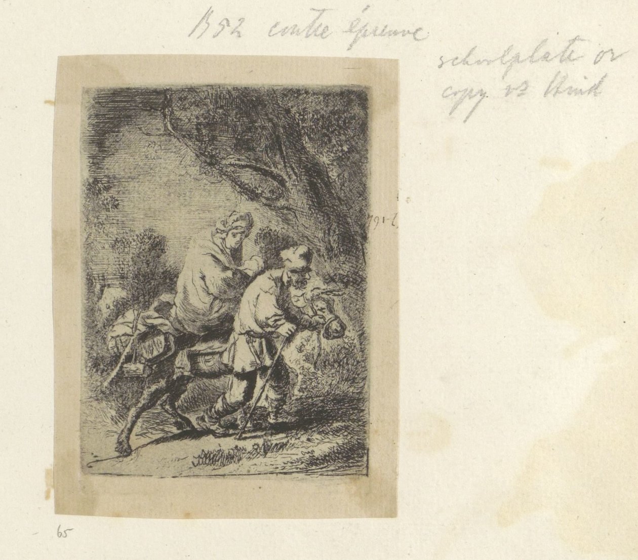 Flyvning til Egypten: Lille plade Recueil de Rembrandt af H. L. Basan, 1807/1808, 65 (124) (serietitel) Recueil de quatre-vingt-cinq estampes originales (serietitel) af Anonymous