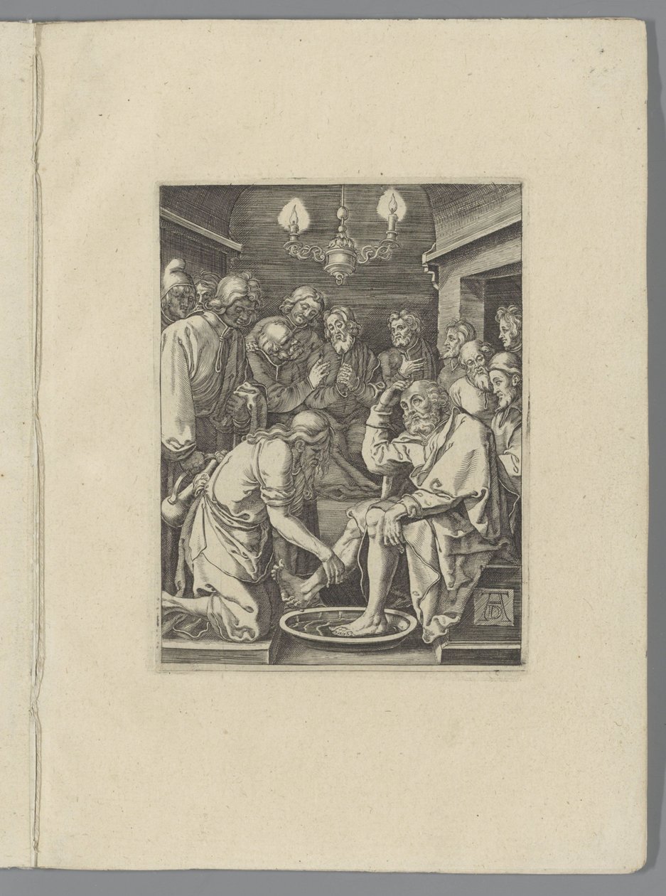 Voetwassing af Peter The Little Pass (serietitel) Passio Christi Ab Alberto Durer Nürnberg-figur (serietitel) af Anonymous