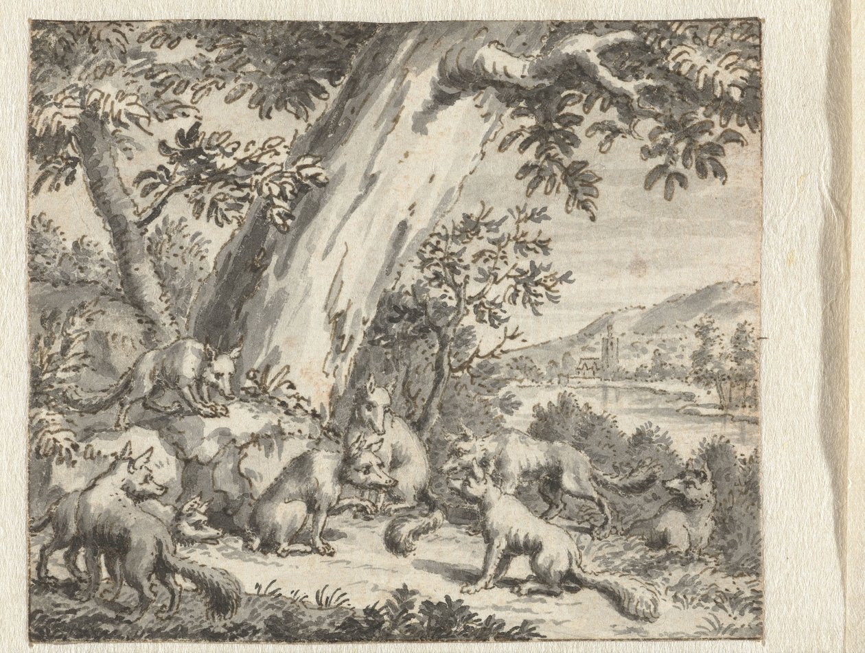 Ræv som fik skåret halen Design til illustrationer til en udgave af Jean de la Fontaines Fabler (serietitel) af Anonymous