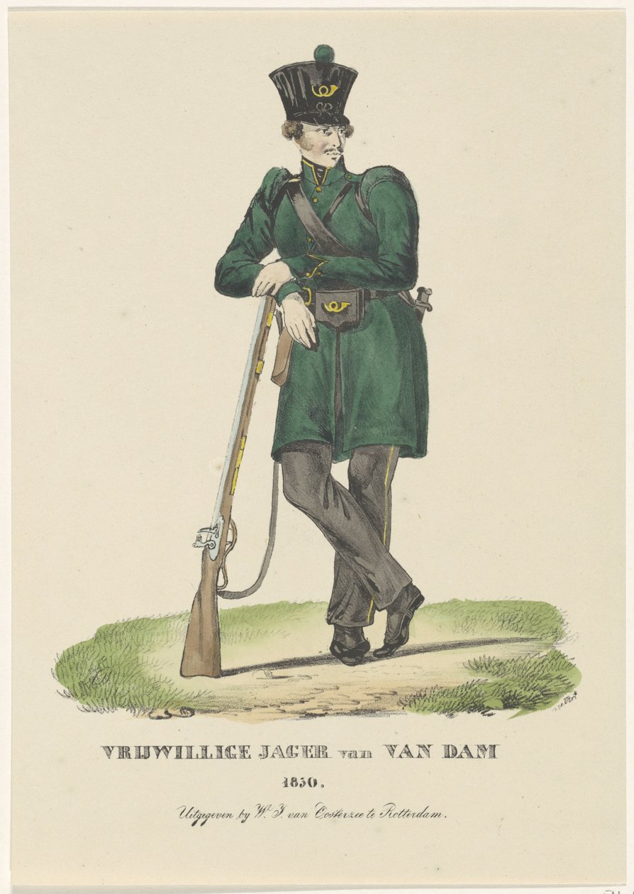 Van Dams frivillige jæger, 1830 Frivillig jæger af Van Dam 1830 (titel på objekt) af Anonymous