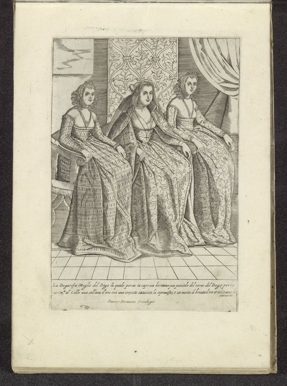 Vrouw van de doge met twee vrouwen Scènes uit het Venetiaanse leven (serietitel) Habiti d