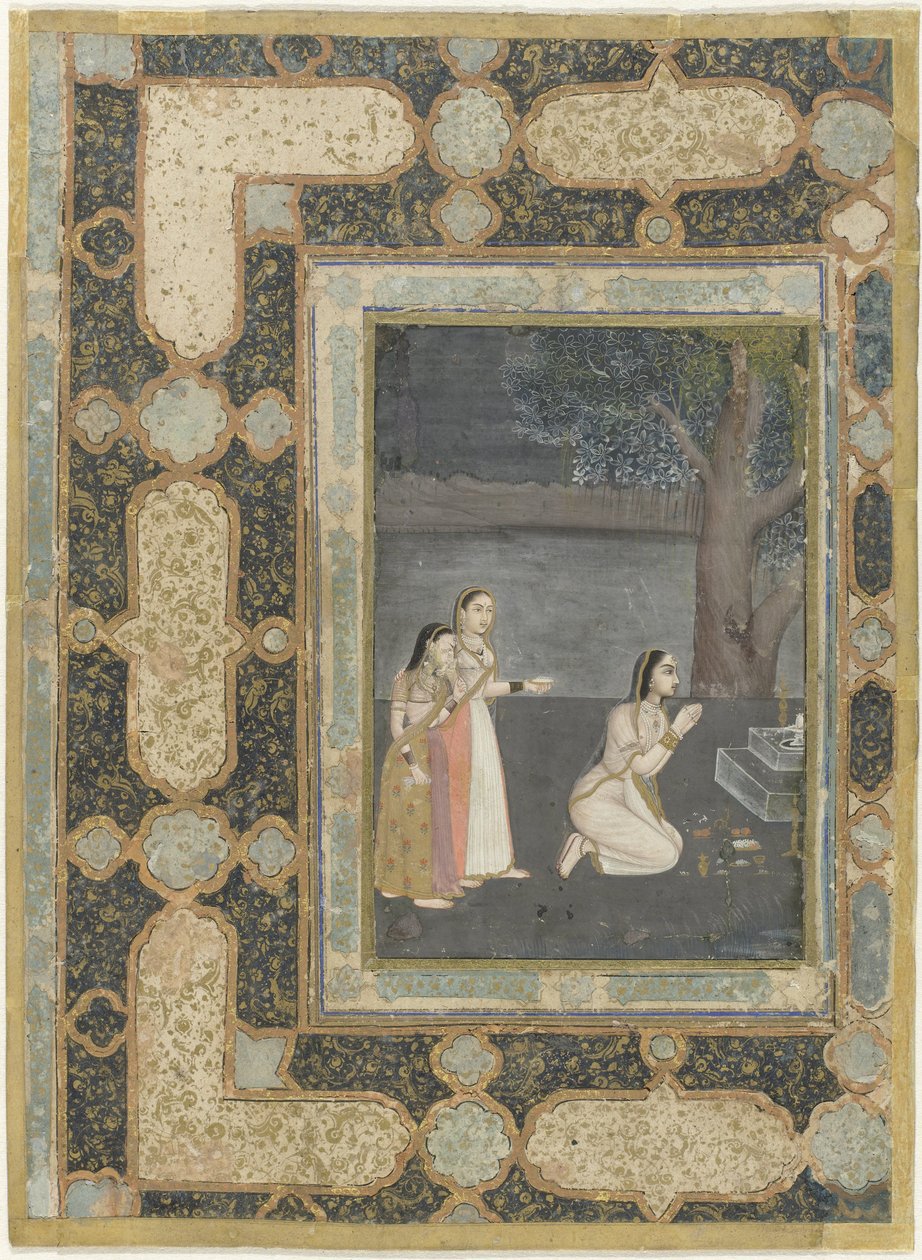 Kvinder foran et linga-alter (Bhairavi ragini) af Anonymous