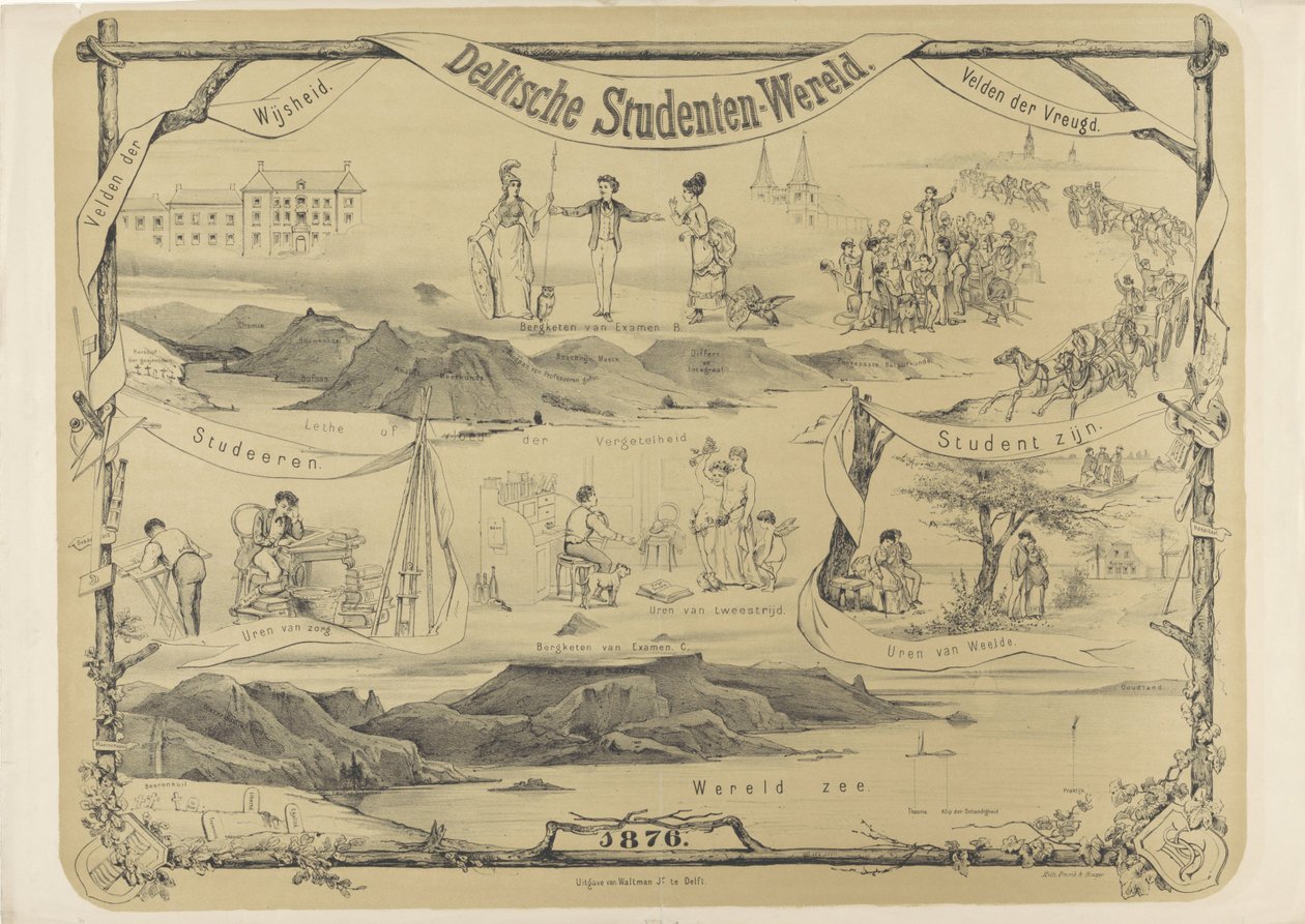 Delft-studentens verden, 1876 Delft Student World (titel på objekt) af Anonymous