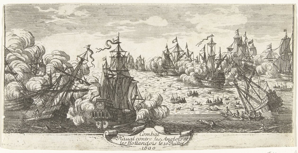 Zeeslag ved Beachy Head, 1690 Søkamp mod englænderne og hollænderne den 10. juli 1690 (titel på objekt) af Anonymous