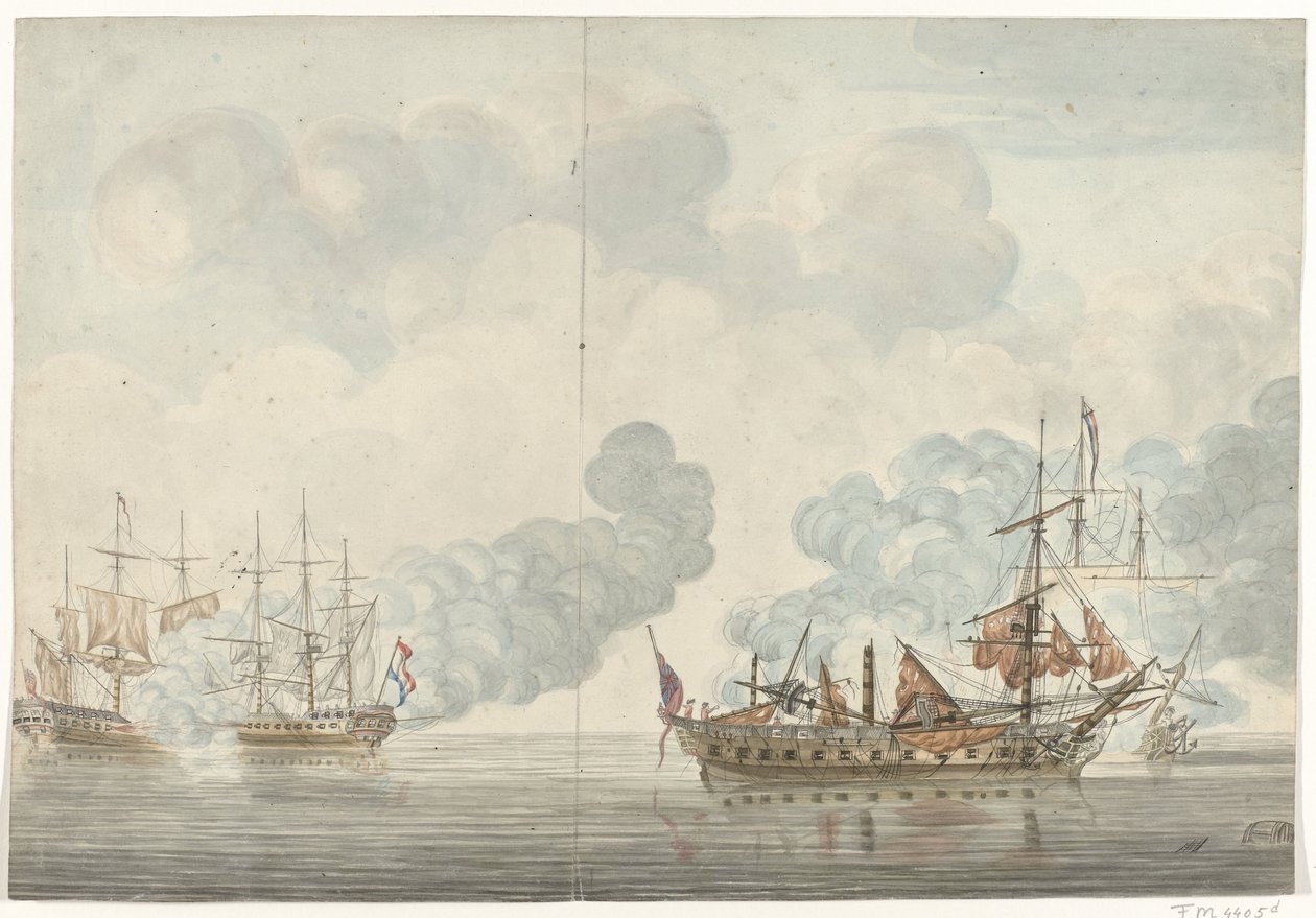 Søslaget ved Cadiz, 1781 af Anonymous