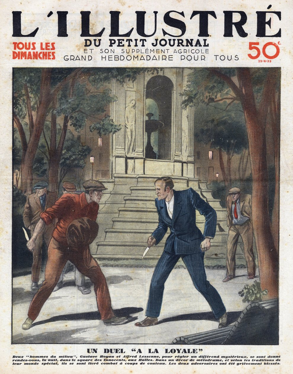 En retfærdig duel: Gustave Hoyau og Alfred Lessene mødtes om natten på square des Innocents aux Halles og kæmpede med en kniv af Anonymous Anonymous