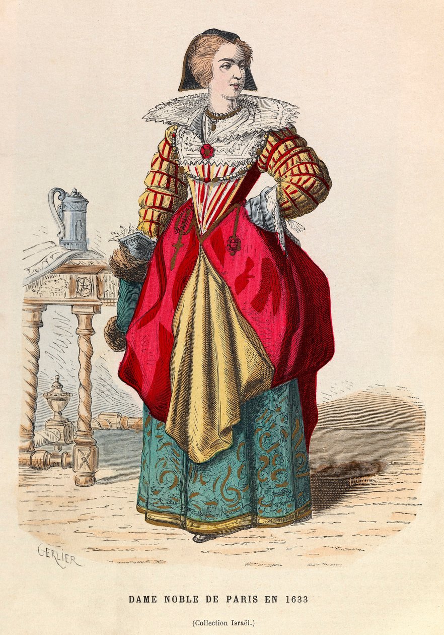 En adelig dame af Paris 1633 - En adelskvinde i Paris 1600-tallet - privat samling af Anonymous Anonymous