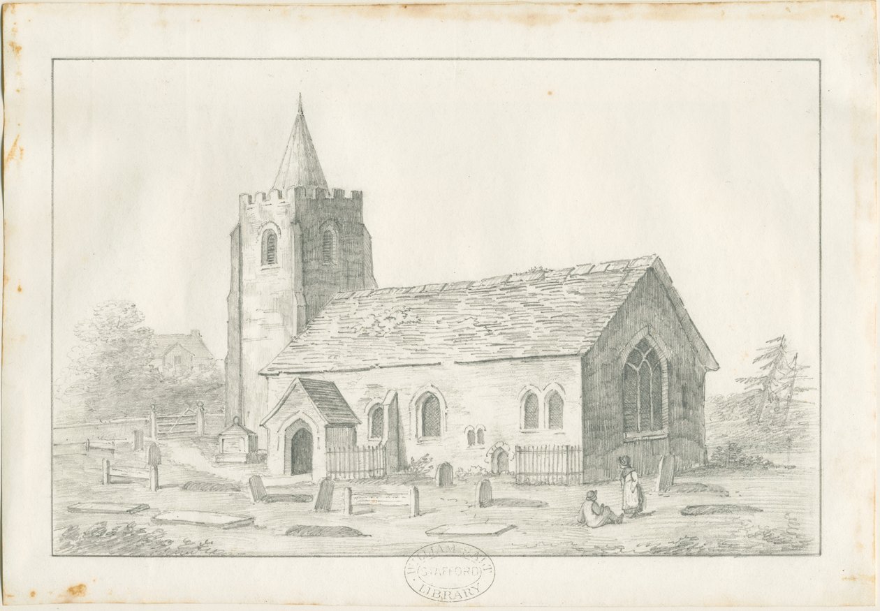 Acton Trussell Church: blyantstegning, nd [?1800-tallet] (tegning) af Anonymous Anonymous