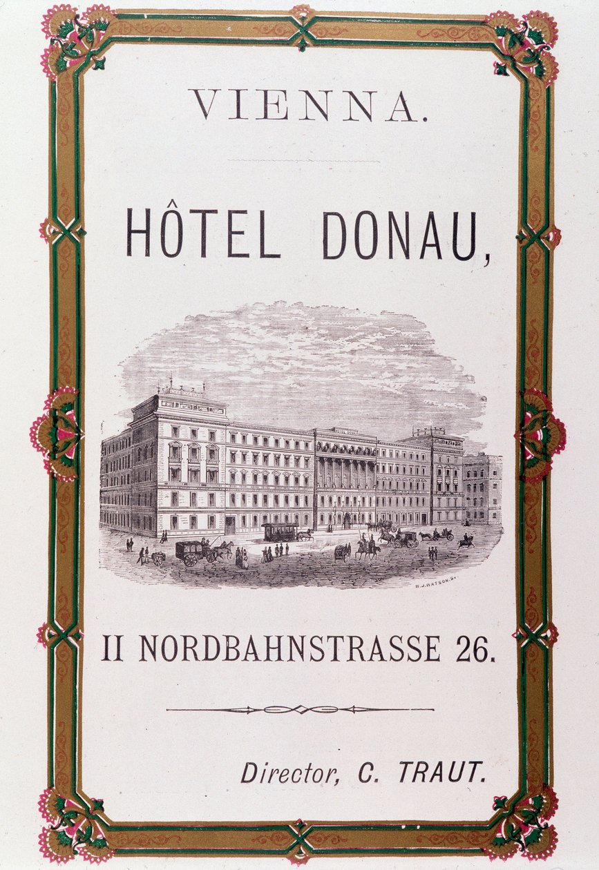 Reklameplakat for Hotel Donau i Wien. Østrig 1874 Privat samling af Anonymous Anonymous