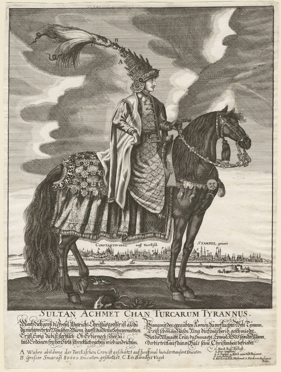 Ahmet III - Sultan Ahmed III (1673-1736) - Anonym - 1710 - Kobberstik - 37,5x28 - Privat samling af Anonymous Anonymous