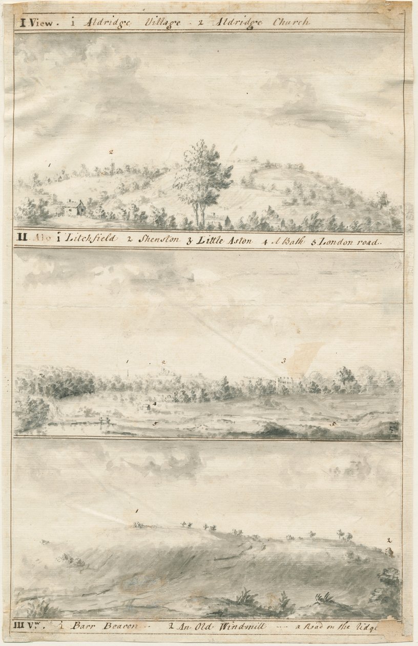 Aldridge panoramaudsigt: sepia-tegning, nd [?19th cent] (tegning) af Anonymous Anonymous