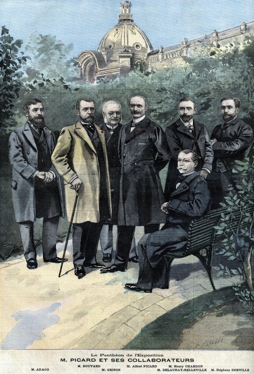 Alfred Picard var kurator for udstillingen i 1900 sammen med sine medarbejdere Delaunay Belleville, Stephane Derville, Bouvard, Grison og Francois Arago. af Anonymous Anonymous