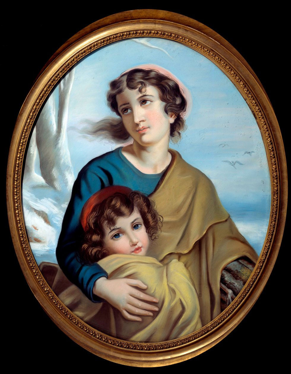 Allegori om vinteren En mor, der beskytter sit barn for at varme hende op. Anonymt maleri. 1700-tallet. Rouen, Museum of Fine Arts af Anonymous Anonymous