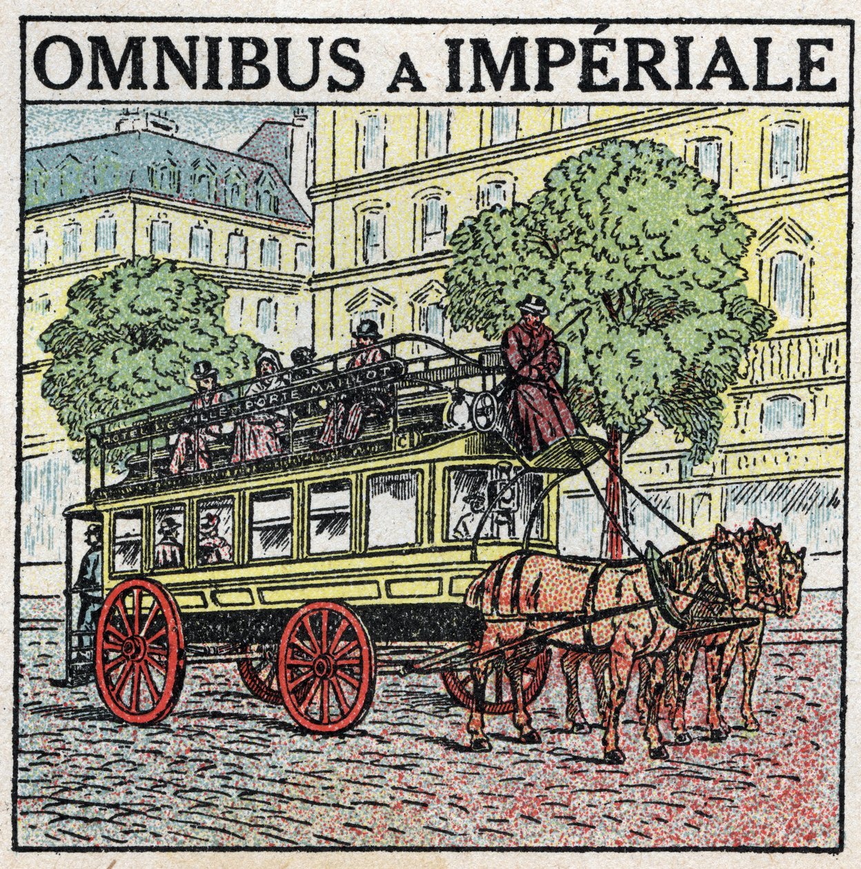 Dyretræk: omnibus a imperiale i det 19. århundrede. Anonym illustration fra 1925. Privat samling. af Anonymous Anonymous
